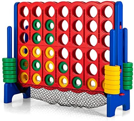 Jumbo 4-in-a-Row Giant Game – 3.5FT Tall, 42 Rings, Quick-Release Slider, Outdoor Yard Game