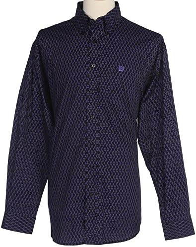 Cinch Apparel Mens WSL Blk/Purple Diamond Print L Black