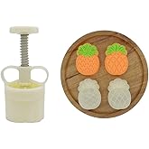2pcs 50g Cookie Stamps Pineapple Shape, Thickness Adjustable Moon Cake Mold Set Festival DIY Hand Press Cookie Dessert Cutter Pastry Decoration Tool Maker
