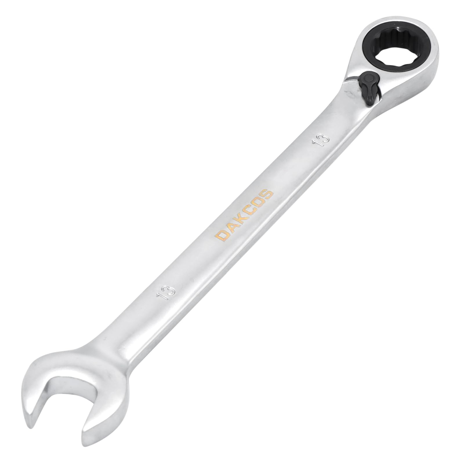 DAKCOS Fixed Head Reversible Ratchet Spanner 13mm Ratcheting Combination Wrench Chrome Vanadium Steel