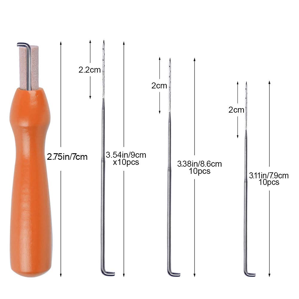 Morfen 30 Pcs Wool Felting Needles, 3 Sizes with Wooden Handle, DIY Wool Felting Kit
