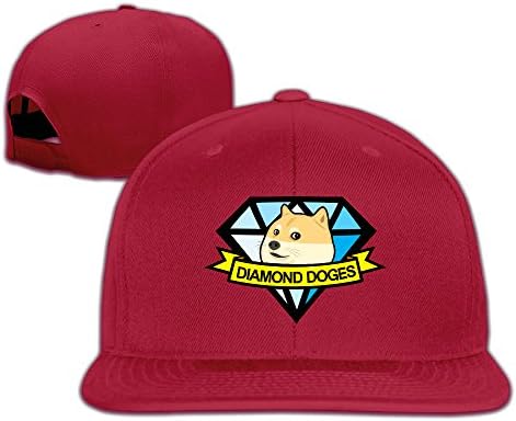 ElishaJ Flat Billed Diamond Doges Baseball Hats Red