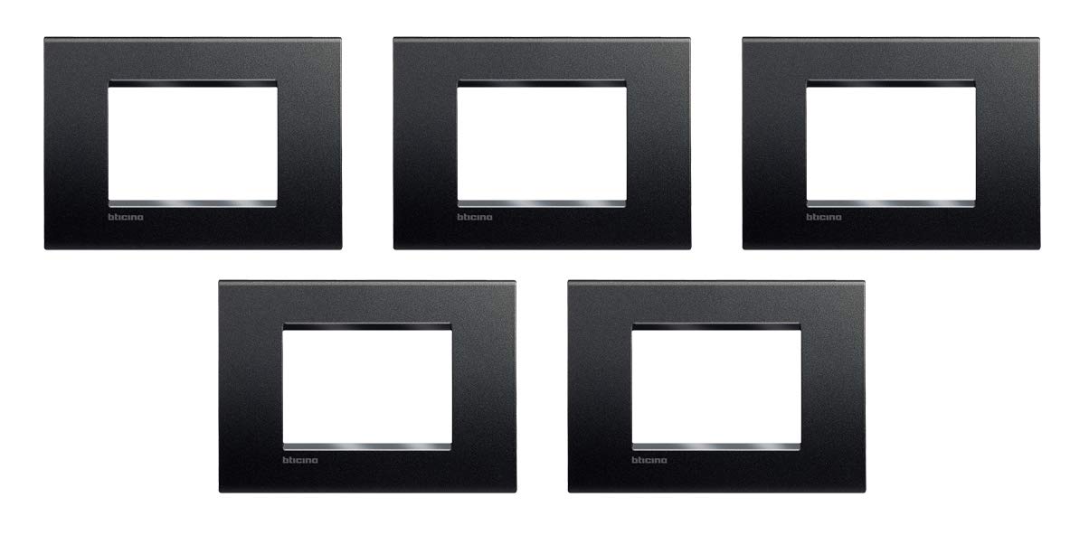 BTicino Slna4803Arff Livinglight Plate, Black (Anthracite), 5 Pieces