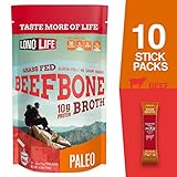 LonoLife Grass Fed Beef Bone Broth 10 grams Protein, 10 Stick Packs