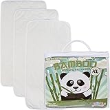 Bamboo Changing Pad Liners - 3 Pack - Anti Slip and Machine Washable - Super Soft Baby Wash Cloth Included
