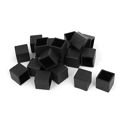 Sellify 20mm x 20mm Rubber Square Shaped Furniture Foot Cover Protector Pad Black 20pcs