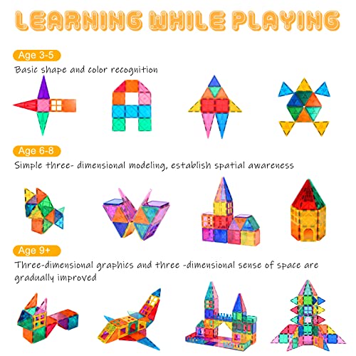 Katiago Magnetic Construction Kids Toy 100 Pieces Educational Building Game Gift for Boys and Girls Magnetic Toys Stronger Blocks Building Games STEM 3 Years +