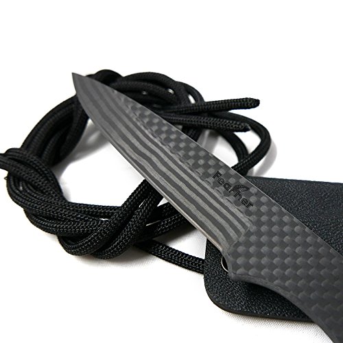 CoolHand 7.2'' Pure Carbon Fiber Fixed Blade Neck Knife with chain and