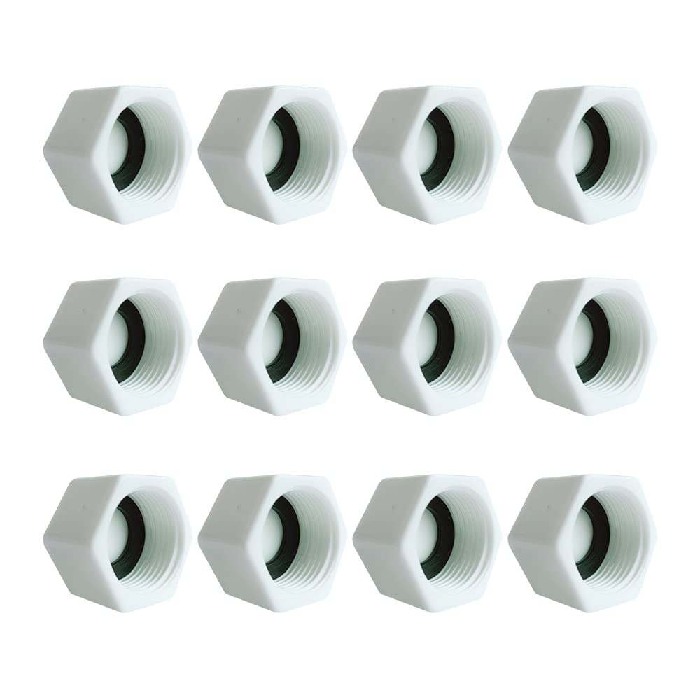 HLIWS 12 Pcs G3/4 BSP Threaded Blanking Caps,Drain Caps Seal,Appliance Trap Blanking Cap with Gasket,for Water Pipe,Washing Machine,etc(Female Thread)