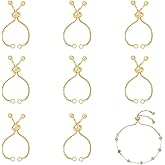 Beebeecraft 10Pcs 2.3 Inch Bolo Bracelet Making Chains Adjustable Slider Bracelet Box Chain Extender 18K Gold Plated for Jewelry Making DIY