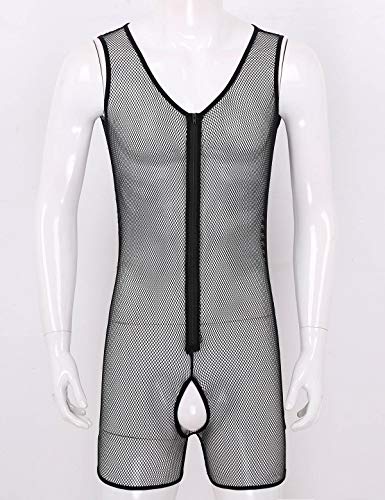 CHICTRY-Body-da-Uomo-Sexy-a-Rete-Lingerie-Hot-Aperto-Catsuit-Trasparente-Biancheria-Intima-Collant-Tuta-Corta-con-Cerniera-Maglietta-Senza-Maniche-Pigiama-Erotico-Mesh-Fishnet