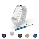 Goorovgi for Garmin Vivosmart HR Bands Replacement Milanese Loop Stainless Steel Metal Band Strap Bracelet with Magnetic Lock for Garmin Vivosmart hr Women Men (Silver)