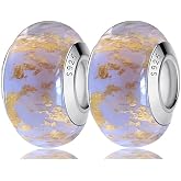 2Pcs Handmade 925 Silver Gold Plated Murano Charms for Pandora Bracelets