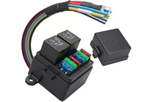 CashMuch 4-Way Fuse Box with 2/3 Relays and 4/5 Pin Configuration, IP65 Waterproof Relay Box for 12V 24V Systems, for Truck R