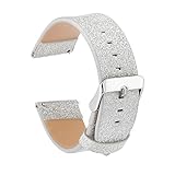 Samsung Gear S3 Band, 22mm S3 Classic/ Frontier Smart Watch Band, KuToo Leather Flash Glitter Bling Band Wristband Strap Replacement Band for Samsung Gear S3 (Silver)