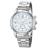 Men Fashion Stainless Steel Band Round Analog Quartz Wrist Watch Bracelet