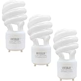 UNITEDLUX 13Watt T2 Spiral CFL GU24 2 Prong Light Bulb Base 2700K 900lm 120v 60Hz Light Bulb- Mini Twist Lock Spiral -Self Ballasted Compact Fluorescent Soft White Pack of 3