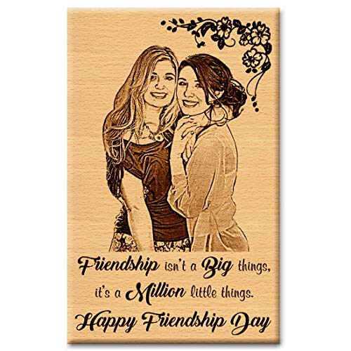 Incredible Gifts India Wooden Engraved Personalized Photo Frame Gift for Best Friend (6x4-inch, Beige)