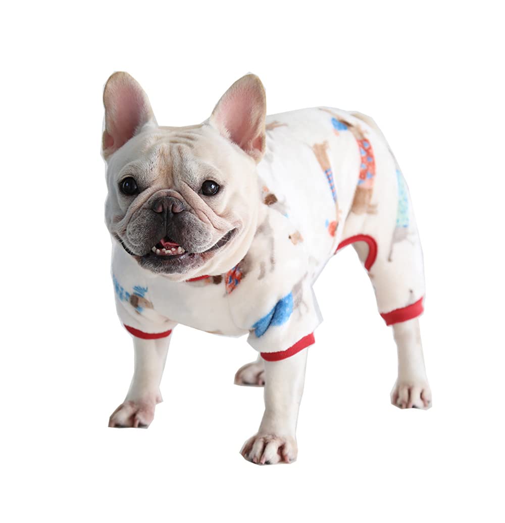 BT Bear Dog Pajamas Soft Warm Fleece Jumpsuit Cute Pet Clothes Onesies Costume for Medium Dogs Pug French bulldog (Red, XXL) — image 1