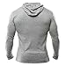 MUSCLE ALIVE Bodybuilding Long-Sleeve Hoodie Casual Sweatshirts Stretchy Cotton Gray Plain Color Size M