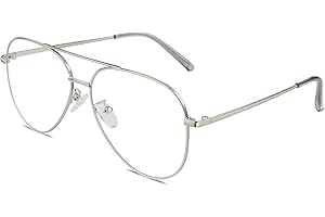 GQUEEN Fake Glasses Women Men Clear Lens Metal Frame UV400 Protection Fashion Retro Pilot Style Eyeglasses