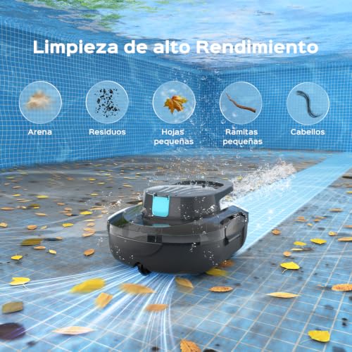 BRINBO (2026 Upgrade) S1PRO Robot Piscina, 120 Min de Limpieza, Doble Motor Robot Limpiafondos Piscina Sin Cable, Carga en 2.5h, Autoaparcable, para Piscinas de Fondo Plano 100 m², Gris Transparente