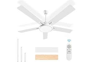OUTON 52" Ceiling Fans with Lights & Remote Control, LED Dimmable Modern Ceiling Fan with 3 Color Temperature, Memory Function, 5 Dual Finish Blades, Indoor Outdoor Ceiling Fan for Bedroom,Living Room