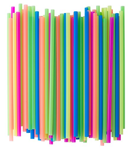 Crystalware, Neon Plastic Straws, Food-Safe BPA-Free Plastic, Jumbo Pack 400 Straws, 7 3/4 Inches,