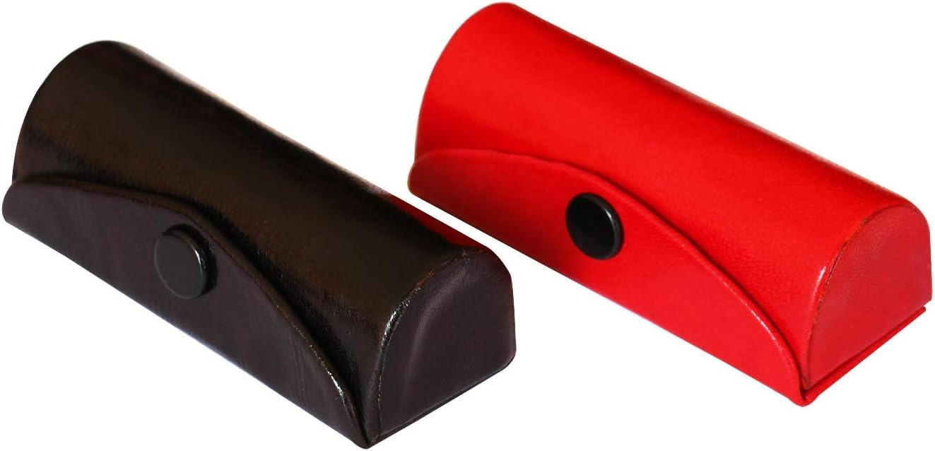 SWACRAFT Set of 2 Leather Lipstick Case Holder Bag Organizer Purse | Durable Soft Leather | Cosmetic Storage Kit with Mirror Red Black Lipstick Case Holder