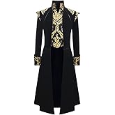 GONSIDA Men's Steampunk Medieval Tailcoat Jacket Victorian Gothic Frock Coat