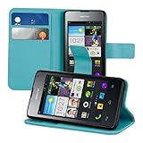 kwmobile® Elegant leather case for the Huawei Ascend Y300 with magnetic fastener and stand function in Light blue