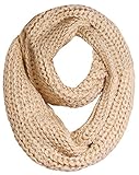 LRKC Women's Thick Knitted Winter Infinity Loop Circle Scarf, Beige