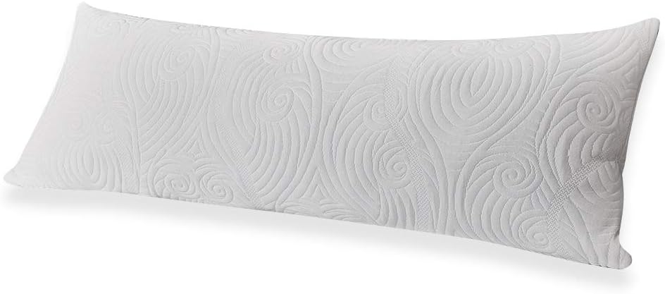 DOWNCOOL Body Pillow- Removable Zippered Bamboo Outer Pillow Cover- Breathable Bed Pillow for Long Side Sleeper- 20 x 54 inch