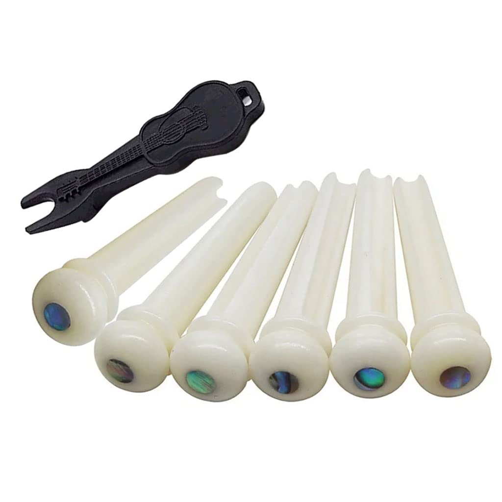 Alnicov Guitar Bridge Pins,Bone Bridge Pins With Abalone Dot for 6 String Acoustic Guitar