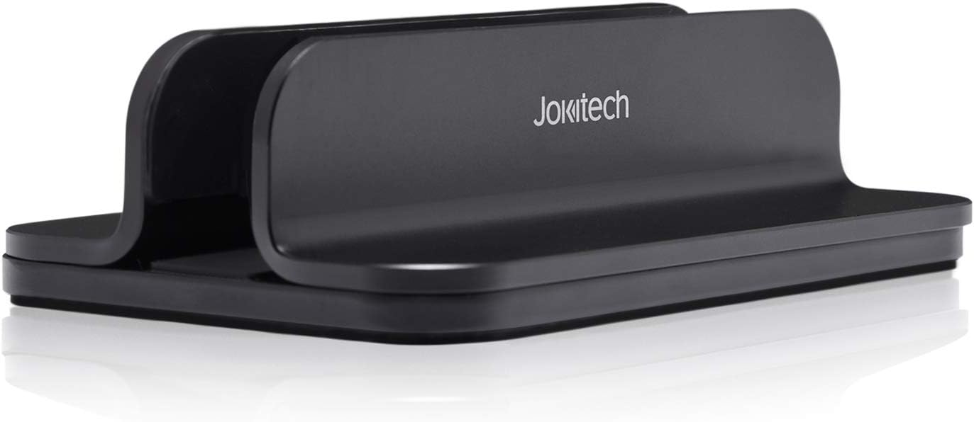 Jokitech Aluminum Laptop Vertical Stand Organizer, Sturdy Laptop Computer Holder Desktop Stand Compatible with New Retina Apple MacBook Pro/Air, Mac Mini and iPad Pro - Black