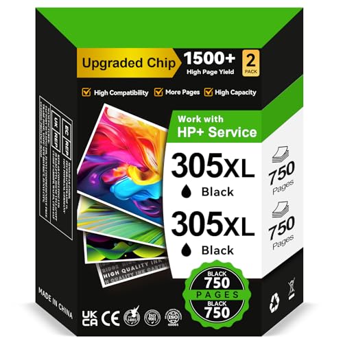 305 Black XL Ink Cartridge Replacement for HP 305 Black Printer Ink 305 XL for DeskJet 2700 2720 2710 2300 Plus 4120 4100 4110 Envy 6000 6032 6020 6022