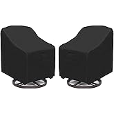 Outdoor Swivel Lounge Chair Cover 2 Pack,100% Waterproof Heavy Duty Patio Chair Covers, UV & Tear Resistant (30 W x 34 D x 38.5 H inches) patio furniture covers, Outdoor Chair Cover 2-Pack Black