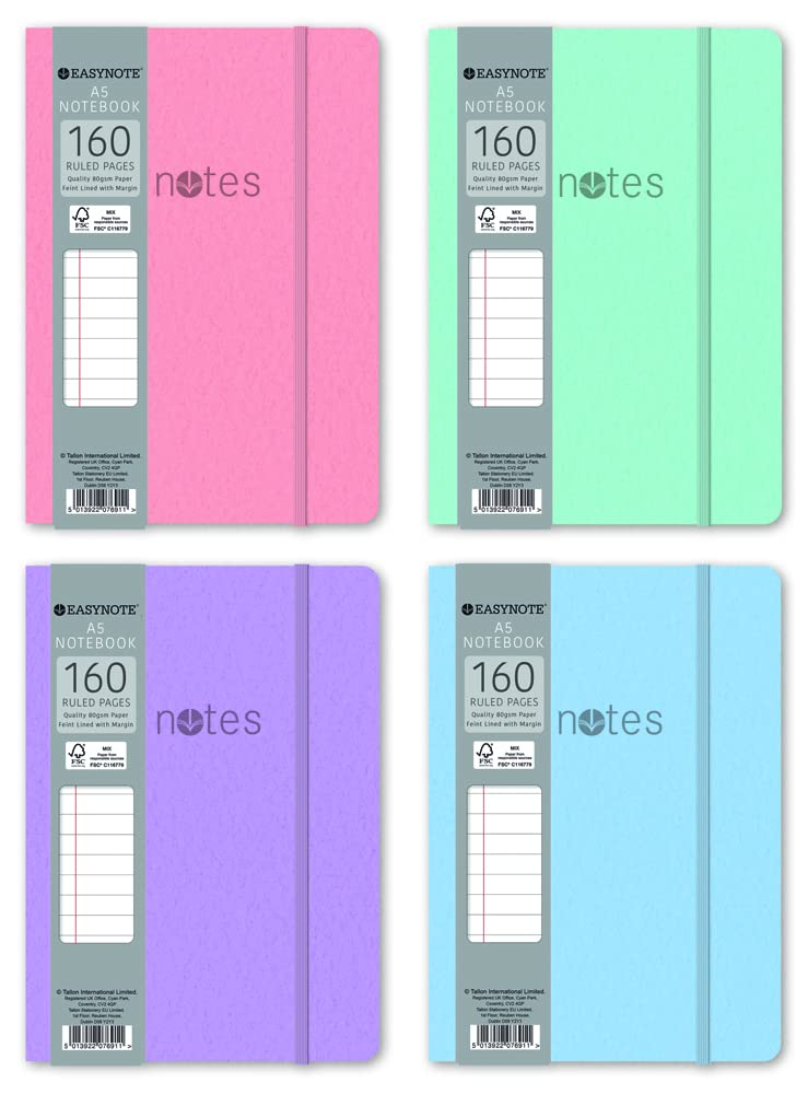 A5 Soft Touch Notebook 4 Pastel Colours