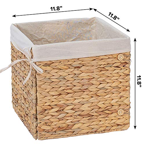 Artera Wicker Cube Storage Baskets Set of 2, Foldable Woven Seagrass