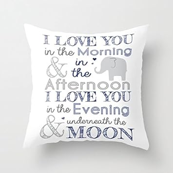 Decorative Pillow Case Elephant Nursery Print Cushion Cover 18&quot; x 18&quot;