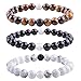 Top Plaza Unisex 8mm Agate Opalite Tiger Eye's Stone Beaded Bracelet, Healing Energy Balance Beads, 6-7 Inches(Pack of 3)