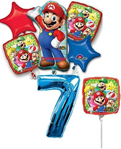 Amazon Com Mario Bros 7th Birthday Balloons With Mini Shape
