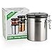 Airtight Coffee Container Storage Canister,Stainless Steel Coffee Beans Ground for Fresher Container Built-in One Way Valve (Silver, 16oz)