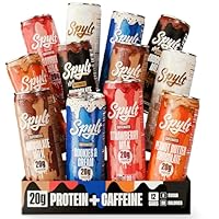 Spylt High Protein Milk - 6 Flavor Variety Pack with 60mg Caffeine & 20g Protein - 90 Calories, Ready to Drink, Sugar Free, Lactose Free Milk, Perfect for Workout Recovery & Afternoon Pick Me Up - 12 Count