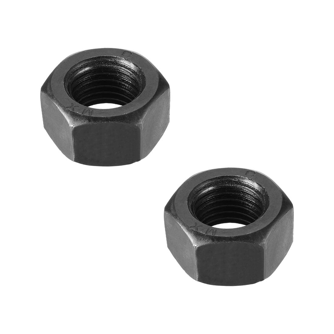 sourcing map Hex Nuts, M27x3mm Metric Coarse Thread Hexagon Nut, Carbon Steel, Pack of 2 (Black)