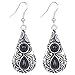 YAZILIND Vintage Black Round Teardrop Embossed Dangle Drop Hook Earrings