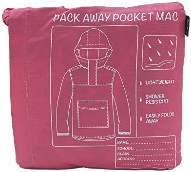 Childrens Shower Resistant Pac A Mac / Rain Coat / Kagool ~ 4-12 Years (7-8 Years, Pink)