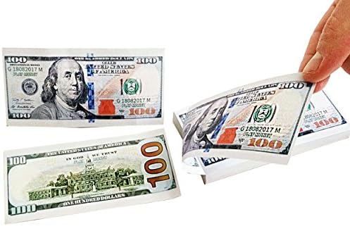 Play Money, 100 bill Notepad, Prop Fake Money, Play Money for Kids that looks real, for Boys and Girls, to play in Family and Learn in School, smaller than real bill ( 5 x 2.2 )