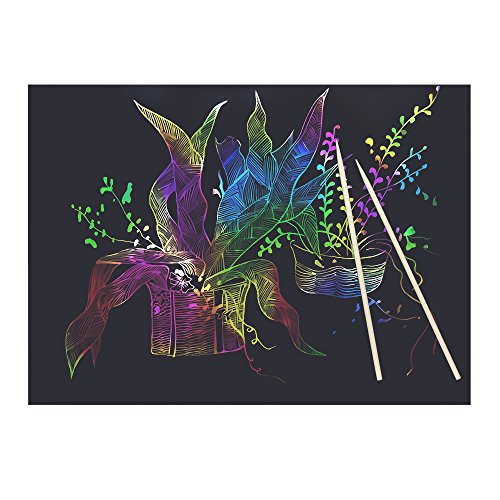 image for Meetory 15X Rainbow Space Scratch Paper,Black Coated Art Doodle Pad Pa