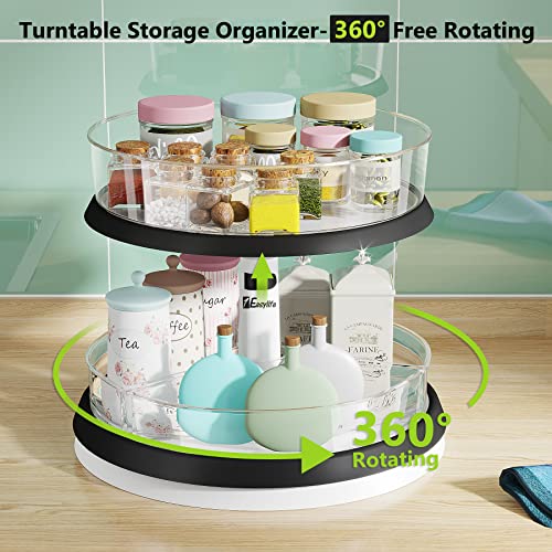 2Tier Lazy Susan Turntable and Height Adjustable Organizer